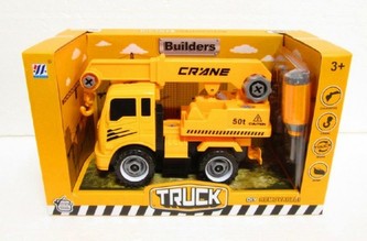 Auto jeřáb stavební šroubovací plast 23cm v krabici 32x19x16cm