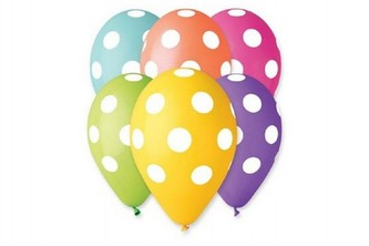 Balonek/Balonky nafukovací puntík 12'' průměr 30cm 5ks v sáčku