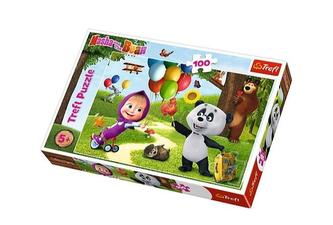 Puzzle Máša a Medvěd s přáteli 100 dílků 41x27,5cm v krabici 29x19x4cm