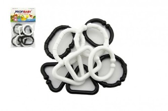 Plastové tvary černobílé řetěz 10 ks v sáčku Plastové tvary černobílé řetěz 10 ks v sáčku
