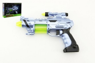 Pistole laserová plast 25cm na baterie se zvukem se světlem v krabici