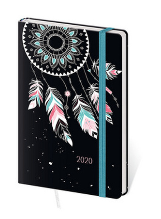 Diář 2020 A6 LYRA týdenní s gumkou Feathers