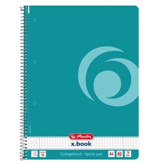 Herlitz - Spirálový blok A4/80 listů, čtvereček, tyrkysový