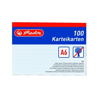 Herlitz - Karty do kartotéky A6, bílé, linka