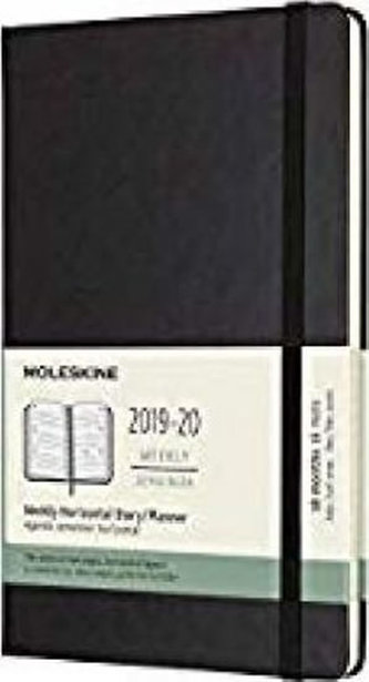 Moleskine: Horizontální diář 2019-2020 tvrdý černý L