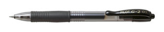 Gelové pero "G-2", černá, 0,32 mm, stiskací mechanismus, PILOT BL-G2-7-B