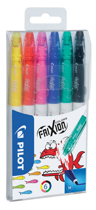 Fixy "Frixion Colors", sada, 6 barev, 0,39-0,7 mm, vymazatelné, PILOT