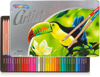 Artist - pastelky dřevěné kulaté, kovový box  36 barev Artist - pastelky dřevěné kulaté, kovový box  36 barev