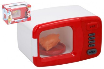 Mikrovlnná trouba plast 19x13cm na baterie se zvukem se světlem v krabici 25x16x14cm