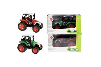 Traktor na setrvačník plast 14cm v krabičce 19x11x11cm
