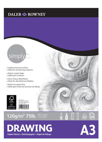 Daler - Rowney SIMPLY skicák na kreslení  A3, 120 g / m2, 50 listů