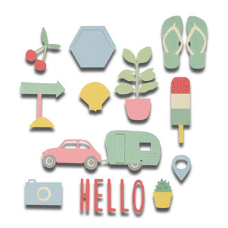 SIZZIX Thinlits vyřezávací  kovové šablony - léto 17 ks