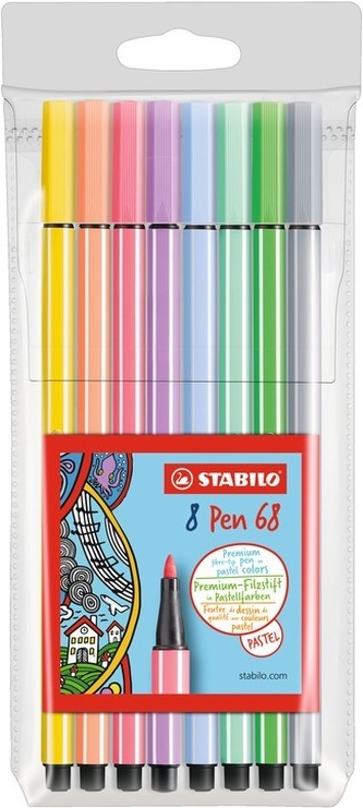 Fixy "Pen 68", sada, 1 mm, 8 pastelových barev, STABILO