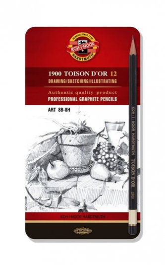 Koh-i-noor grafická sada TOISON D´OR souprava 12 grafitových tužek technických ART 8B- 8H v plechové krabičce Koh-i-noor grafická sada TOISON D´OR souprava 12 grafitových tužek technických ART 8B- 8H v plechové krabičce
