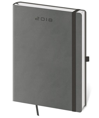 Diář 2018 - Flexies/týdenní A5/tmavě šedý s gumičkou a poutkem na propisku