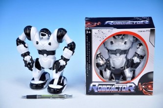 Robot plast 17cm chodící na baterie v krabici