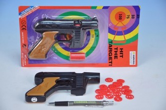 Pistole na plastové náboje plast 15cm na kartě