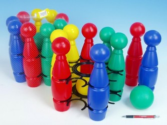 Kuželky MAXI plast 29cm 9ks v síťce