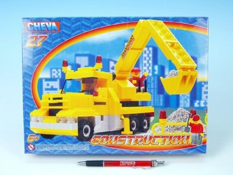 Stavebnice Cheva 27 Jeřáb bagr plast 234ks v krabici 30x22x5cm