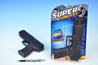 Pistole na setrvačník jiskřící plast 22cm na kartě