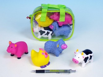 Stříkací figurky do vany Farma plast 4ks v tašce od 6 měsíců