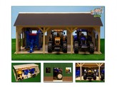 Garáž pro 3 traktory dřevo 55x77,5x38cm 1:16 v krabičce