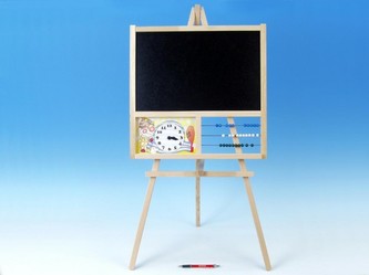Tabule školní s počítadlem a hodinami dřevo 88x44cm v sáčku