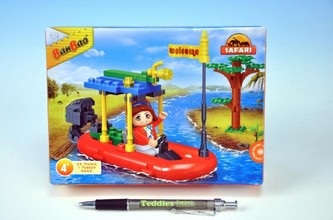 Stavebnice BanBao Safari člun 65ks + 1 figurka v krabičce