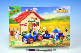 Stavebnice BanBao Farma Traktor s cisternou 185ks + 2 figurky v krabici