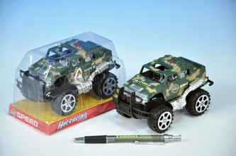 Vojenské auto plast na setrvačník 14cm v krabici