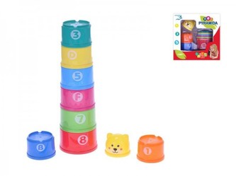 Pyramida s medvídkem plast 38cm 9ks v krabičce 18m+