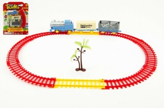 Vlak s kolejemi + doplňky plast na baterie na kartě 21x28x3cm