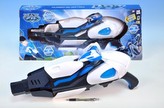 KMS Pistole Turbo Blaster MAX STEEL 55cm na baterie 3xAAA se zvukem se světlem v krabici