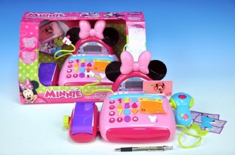 KMS Pokladna elektronická Minnie 18x20x34cm na baterie se zvukem se světlem a doplňky v krabici