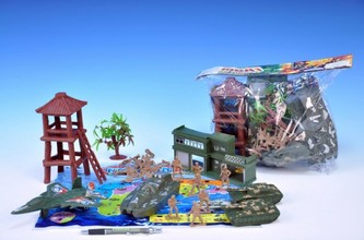 Vojáci plast s doplňky (tanky,loď,rozhledna,mapa) v sáčku