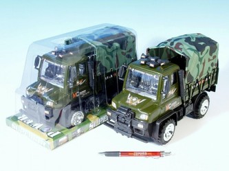 Auto vojenské plast/látka 28cm na setrvačník v krabičce