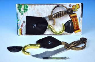 Pirátský set meč + hák plast na kartě