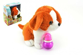 Pes štěňátko interaktivní se zvukem plyš 23cm v krabici