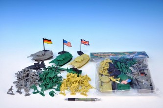 Sada vojáci plast 4cm s tanky a doplňky 96ks v sáčku