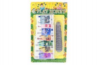 Eura peníze do hry na kartě 15x25x2cm