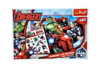 Puzzle Avengers + tetování 41x27,8cm 160 dílků v krabici 33x23x4cm