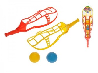 Catch ball 2ks 48cm + 2ks míčky 7cm plast v síťce