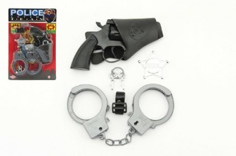 Policejní sada 5ks pistole na kapsle 8 ran plast na kartě 20x30x4cm