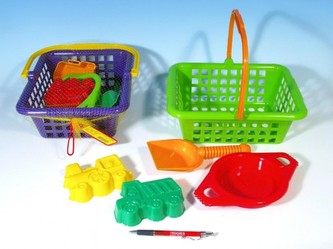 Košík sada - sítko lopatka bábovka nákupní košík plast od 12 měsíců