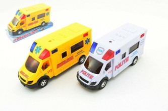 Auto policie ambulance volný chod plast 18cm v krabici