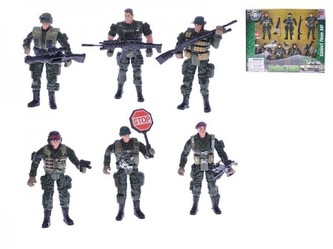 Sada vojáků 10cm 6ks s doplňky plast v krabičce