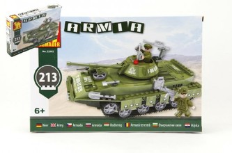 Stavebnice Dromader Vojáci Tank 22502 213ks v krabici 32x21,5x5cm