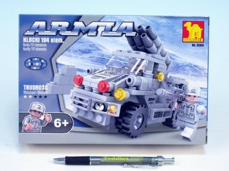 Stavebnice Dromader Vojáci Auto 22401 194ks v krabici 22x15x4,5cm