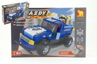 Stavebnice Dromader Auto RC Policie 20206 na vysílačku na baterie 221ks v krabici 36x24x7cm