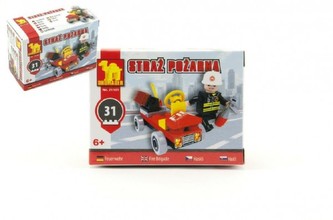 Stavebnice Dromader Hasiči Auto 21101 31ks v krabici 9,5x7x4,5cm